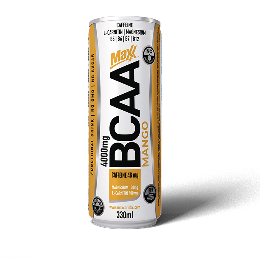 BCAA-MAXX-MANGO-330ml MAXX BCAA 330 ml – BCAA napitak sa kofeinom - bez šećera - Slika 1